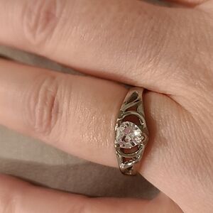Heart shape cubic zirconia stainless steel ring